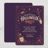 Elegante Heksen Halloween Feest Uitnodiging (Voorkant / Achterkant)