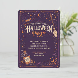 Elegante Heksen Halloween Feest Uitnodiging