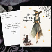  Elegante Heksenkattenspinnen Gothic Halloween Briefkaart