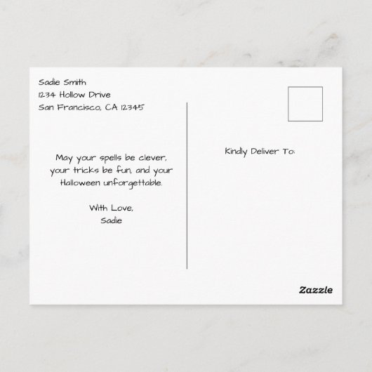  Elegante Heksenkattenspinnen Gothic Halloween Briefkaart (Achterkant)