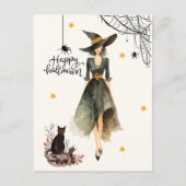  Elegante Heksenkattenspinnen Gothic Halloween Briefkaart (Voorkant)