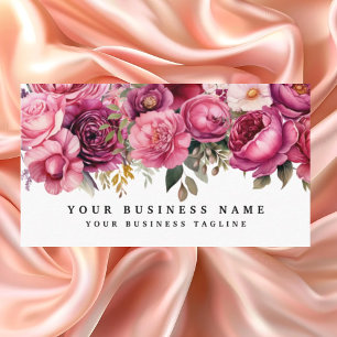 Elegante helder roze bloemen visitekaartjes