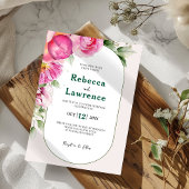 Elegante helder roze botanische huwelijksuitnodigi kaart