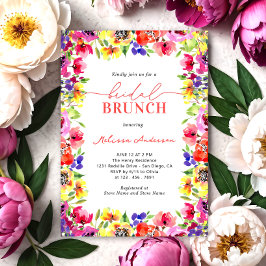 Elegante heldere bloemen bruids brunch kaart