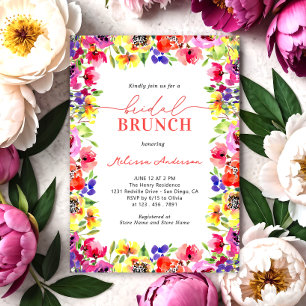 Elegante heldere bloemen bruids brunch kaart