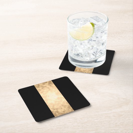 Elegante heldere faux goud en zwarte strepen kartonnen onderzetters (Insitu)