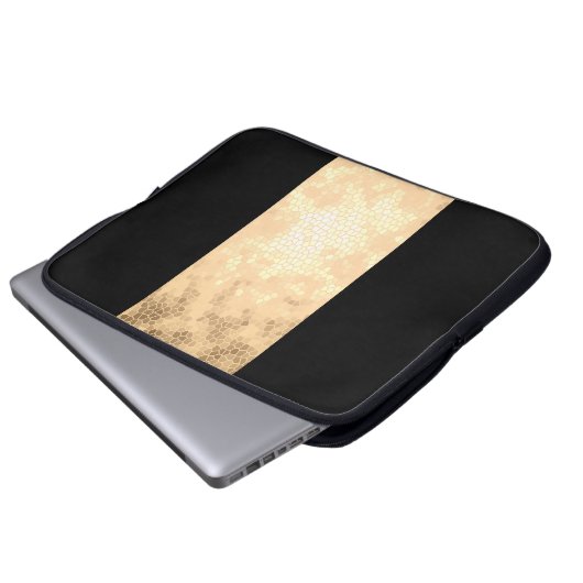 Elegante heldere faux goud en zwarte strepen laptop sleeve (Voorkant onderkant)