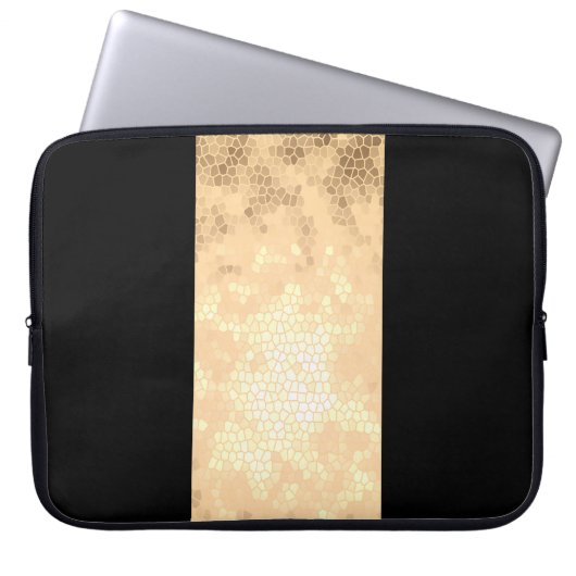 Elegante heldere faux goud en zwarte strepen laptop sleeve (Voorkant)