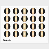 Elegante heldere faux goud en zwarte strepen ronde sticker (Vel)
