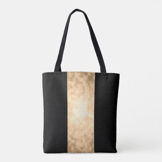 Elegante heldere faux goud en zwarte strepen tote bag (Achterkant)