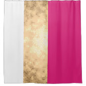 Elegante heldere faux goud roze witte strepen douchegordijn (Voorkant)