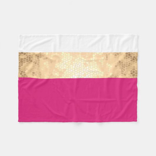 Elegante heldere faux goud roze witte strepen fleece deken (Voorkant (Horizontaal))