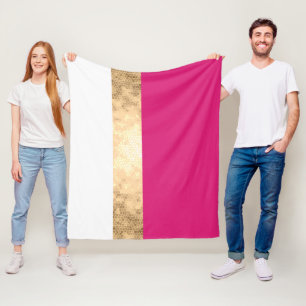 Elegante heldere faux goud roze witte strepen fleece deken