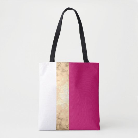 Elegante heldere faux goud roze witte strepen tote bag (Voorkant)