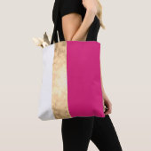 Elegante heldere faux goud roze witte strepen tote bag (Dichtbij)