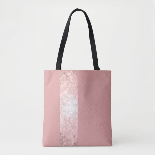 Elegante heldere faux roos gouden roze strepen tote bag (Voorkant)
