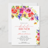Elegante heldere kleurrijke bloemenbruids brunch kaart (Voorkant)