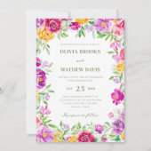 Elegante heldere kleurrijke Waterverf bloemenbruil Kaart (Voorkant)