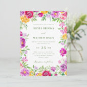 Elegante heldere kleurrijke Waterverf bloemenbruil Kaart (Staand voorkant)