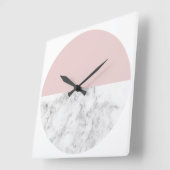 elegante heldere, lichtroze, meetkundige cirkel vierkante klok (Hoek)