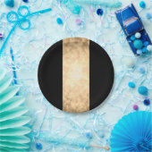 elegante heldere namaakgoud- en zwarte strepen papieren bordje (Feest)