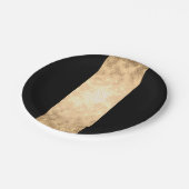 elegante heldere namaakgoud- en zwarte strepen papieren bordje (Gekanteld)