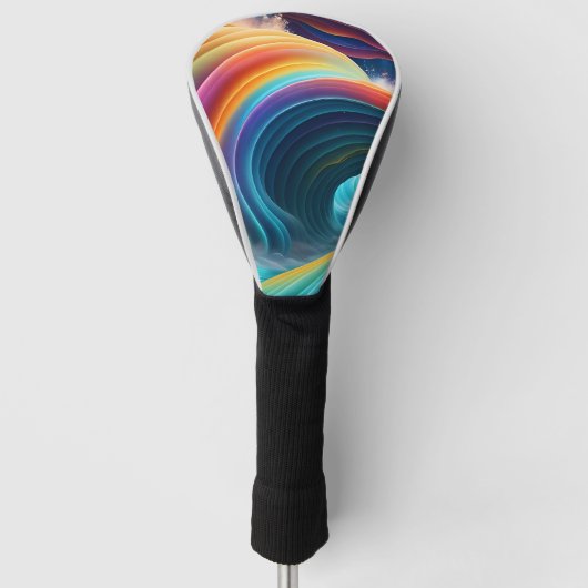 Elegante Heldere Regenboog Waterval Golfheadcover (Voorkant)