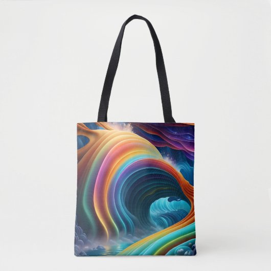 Elegante Heldere Regenboog Waterval Tote Bag (Voorkant)