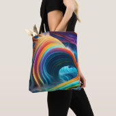 Elegante Heldere Regenboog Waterval Tote Bag (Dichtbij)