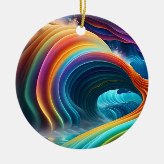 Elegante heldere regenboogwaterval keramisch ornament (Voorkant)