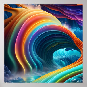 Elegante heldere regenboogwaterval poster