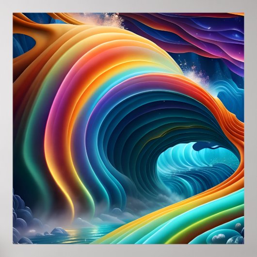 Elegante heldere regenboogwaterval poster (Voorkant)