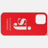 Elegante heldere rode monogram initiaal Case-Mate iPhone case (Achterkant (horizontaal))