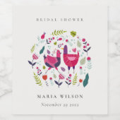 Elegante heldere volksboerderij bloemenvogel bruid wijn etiket (Enkel label)