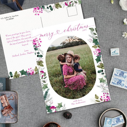 Elegante & Heldere Vrolijke Kerstfoto Feestdagenkaart