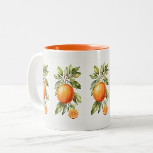 Elegante heldere Waterverf Oranje Mok (Voorkant links)