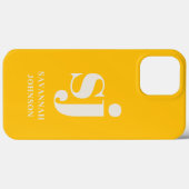 Elegante heldergele monogram initiaal letters Case-Mate iPhone case (Achterkant (horizontaal))