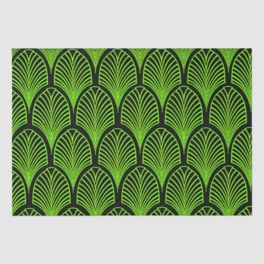 Elegante Heldergroene Art Deco Bogen Tissuepapier (Voorkant)