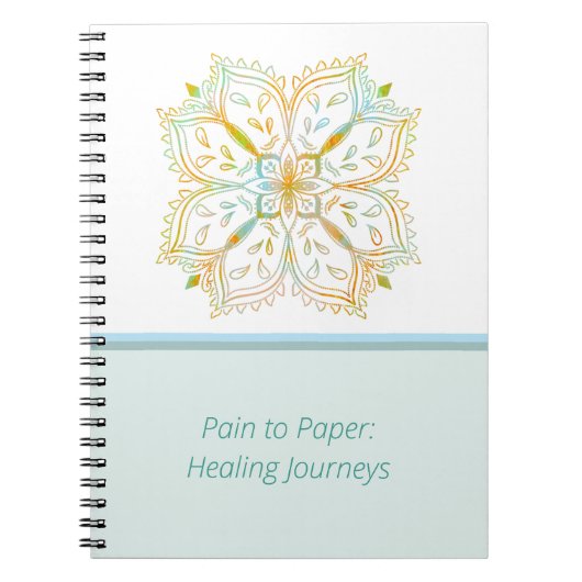 Elegante helende reizen gouden mandala bloem notitieboek (Voorkant)