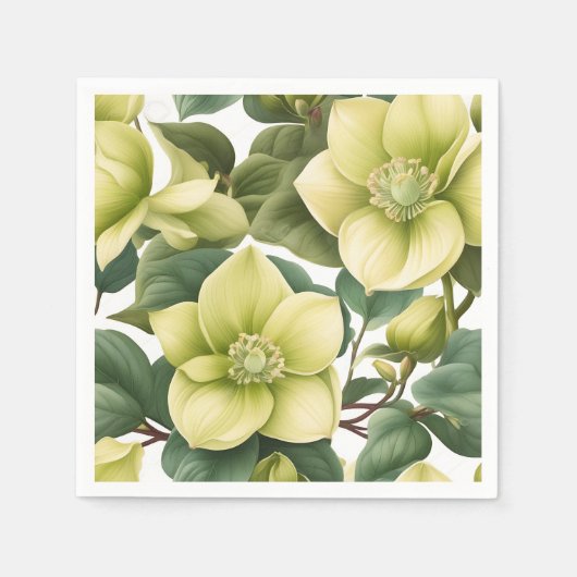 Elegante Hellebore Bloemen Servet (Voorkant)