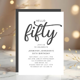 Elegante Hello Fifty 50ste verjaardag Kaart