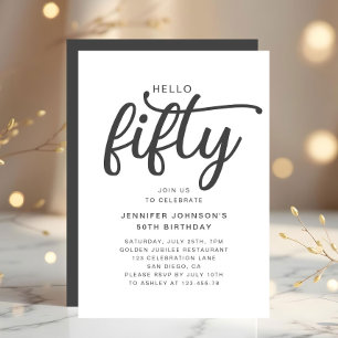 Elegante Hello Fifty 50ste verjaardag Kaart