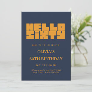 Elegante Hello Sixty Navy Blue 60e Verjaardag Kaart