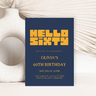 Elegante Hello Sixty Navy Blue 60e Verjaardag Kaart