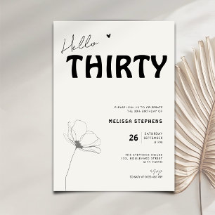 Elegante Hello Thirty Bold Typografie 30e Verjaard Kaart