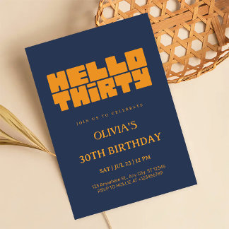 Elegante Hello Thirty Navy Blauwe 30e Verjaardag Kaart