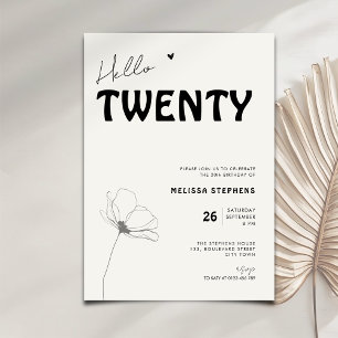 Elegante Hello Twenty Vetgedrukte Typografie 20e V Kaart