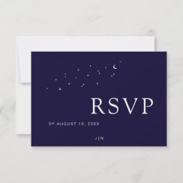 Elegante Hemel Maan & Sterren Blauwe Trouwdag RSVP Kaartje