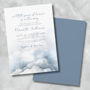 Elegante Hemel Waterverf Blauwe Baby Shower Kaart