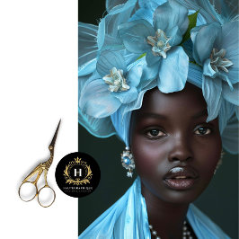 Elegante Hemelblauwe Afrikaanse Vrouwen Portret De Tissuepapier